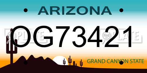 OG73421 Arizona License Plate