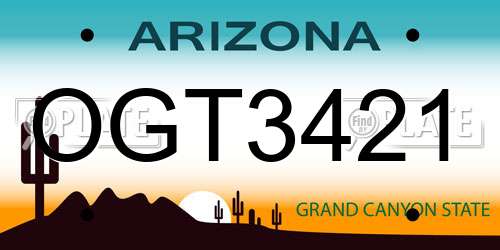 OGT3421 Arizona License Plate