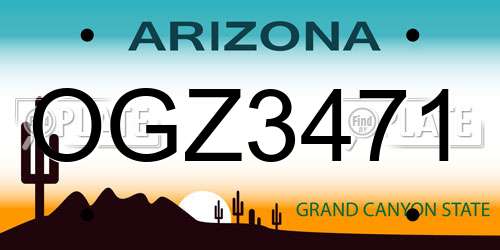 OGZ3471 Arizona License Plate