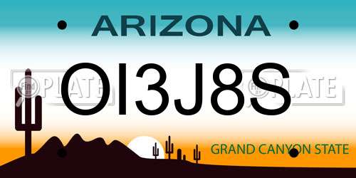 OI3J8S Arizona License Plate