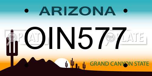 OIN577 Arizona License Plate