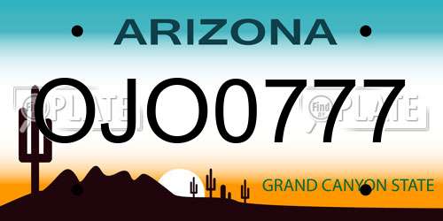 OJO0777 Arizona License Plate
