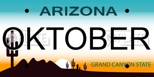 OKTOBER Arizona License Plate