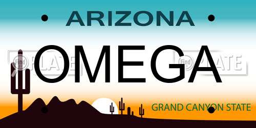 OMEGA Arizona License Plate