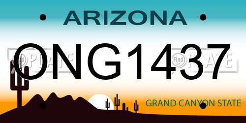 ONG1437 Arizona License Plate