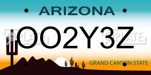 OO2Y3Z Arizona License Plate