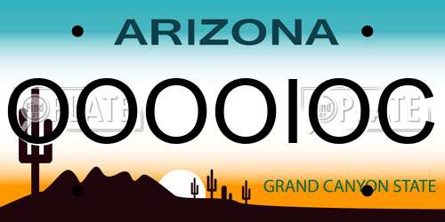 OOOOIOC Arizona License Plate