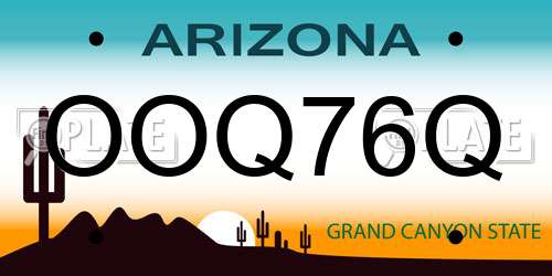 OOQ76Q Arizona License Plate
