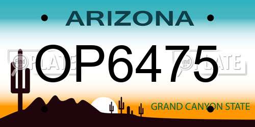 OP6475 Arizona License Plate