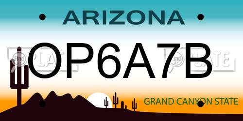 OP6A7B Arizona License Plate