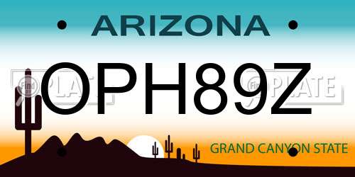 OPH89Z Arizona License Plate