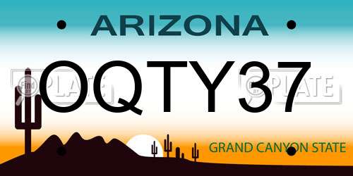 OQTY37 Arizona License Plate
