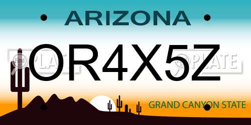 OR4X5Z Arizona License Plate