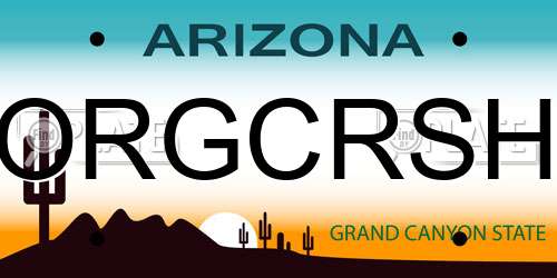 ORGCRSH Arizona License Plate