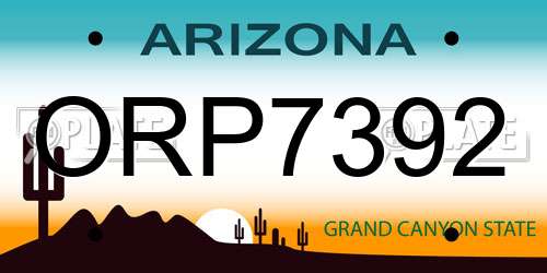 ORP7392 Arizona License Plate