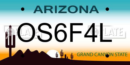 OS6F4L Arizona License Plate