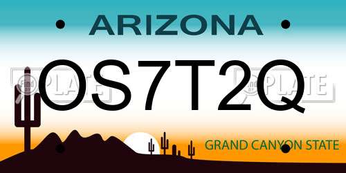 OS7T2Q Arizona License Plate
