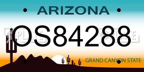 OS84288 Arizona License Plate