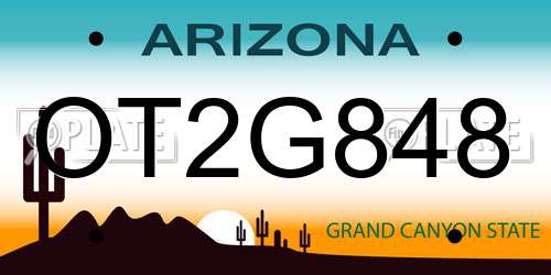 OT2G848 Arizona License Plate