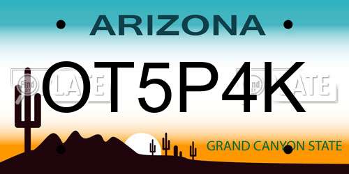 OT5P4K Arizona License Plate