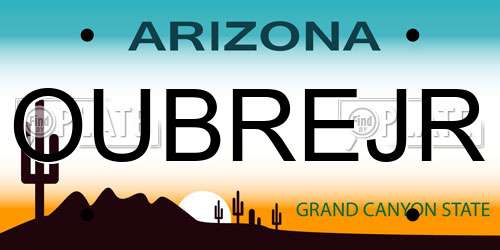 OUBREJR Arizona License Plate