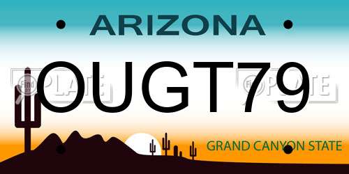 OUGT79 Arizona License Plate