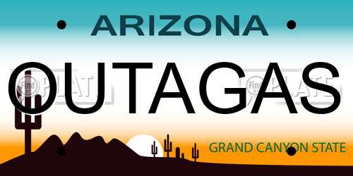 OUTAGAS Arizona License Plate