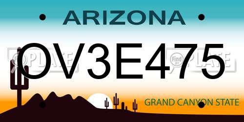 OV3E475 Arizona License Plate