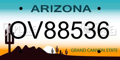 OV88536 Arizona License Plate