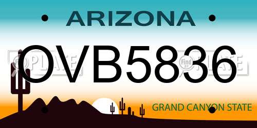 OVB5836 Arizona License Plate