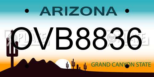 OVB8836 Arizona License Plate