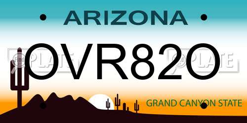 OVR82O Arizona License Plate