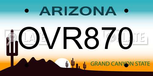 OVR870 Arizona License Plate