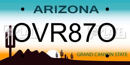 OVR87O Arizona License Plate