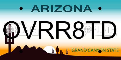 OVRR8TD Arizona License Plate