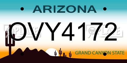 OVY4172 Arizona License Plate