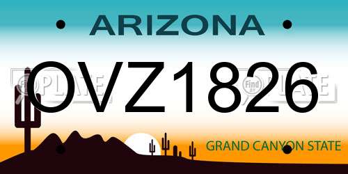 OVZ1826 Arizona License Plate