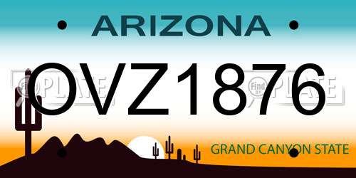 OVZ1876 Arizona License Plate