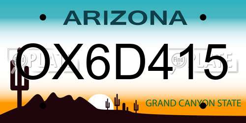 OX6D415 Arizona License Plate