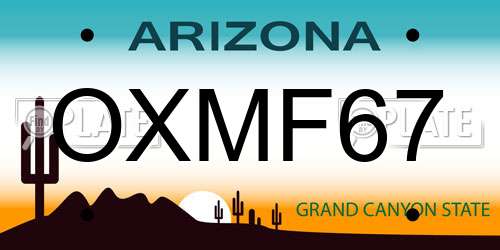 OXMF67 Arizona License Plate