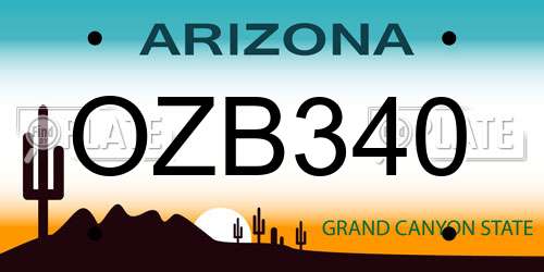 OZB340 Arizona License Plate