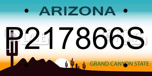 P217866S Arizona License Plate