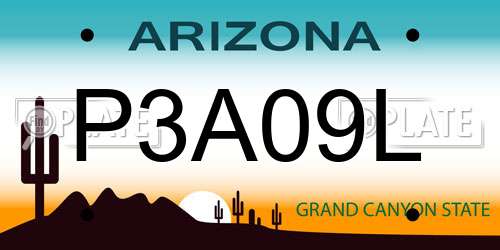 P3A09L Arizona License Plate