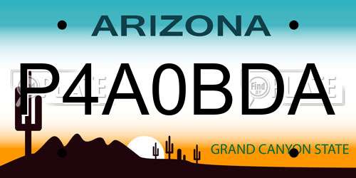 P4A0BDA Arizona License Plate