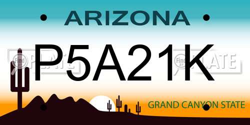P5A21K Arizona License Plate