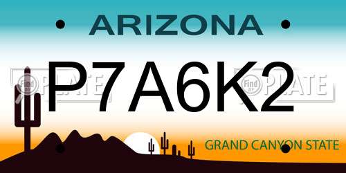 P7A6K2 Arizona License Plate