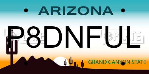P8DNFUL Arizona License Plate
