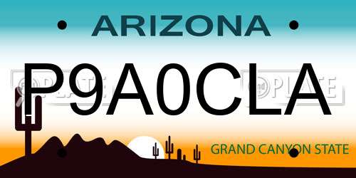 P9A0CLA Arizona License Plate