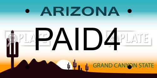 PAID4 Arizona License Plate