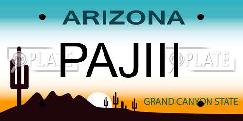 PAJIII Arizona License Plate